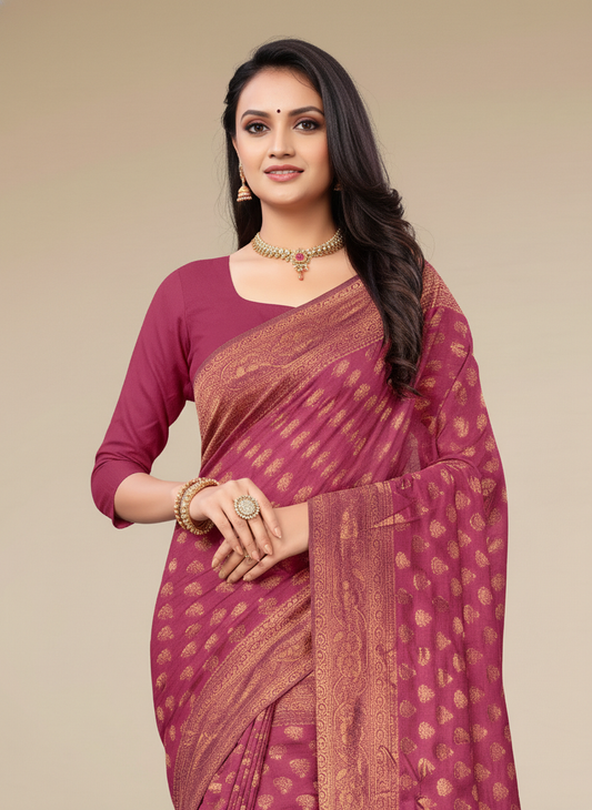 Viyona Magenta Silk,Jacquard saree - PL-229