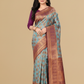 Viyona Blue Silk,Jacquard saree - PL-240