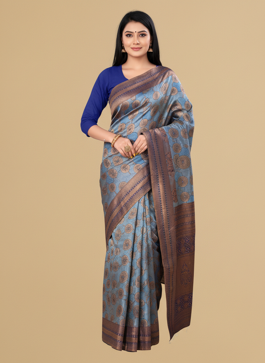 Viyona Tale Blue Silk,Jacquard saree - PL-241