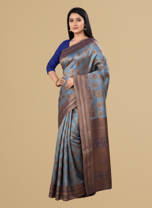 Viyona Tale Blue Silk,Jacquard saree - PL-241