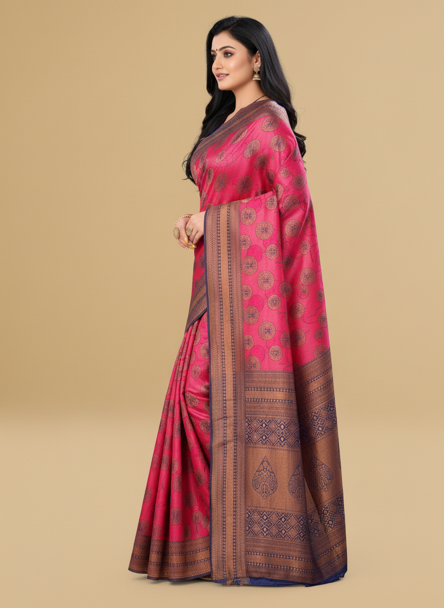 Viyona Pink Silk,Jacquard saree - PL-242