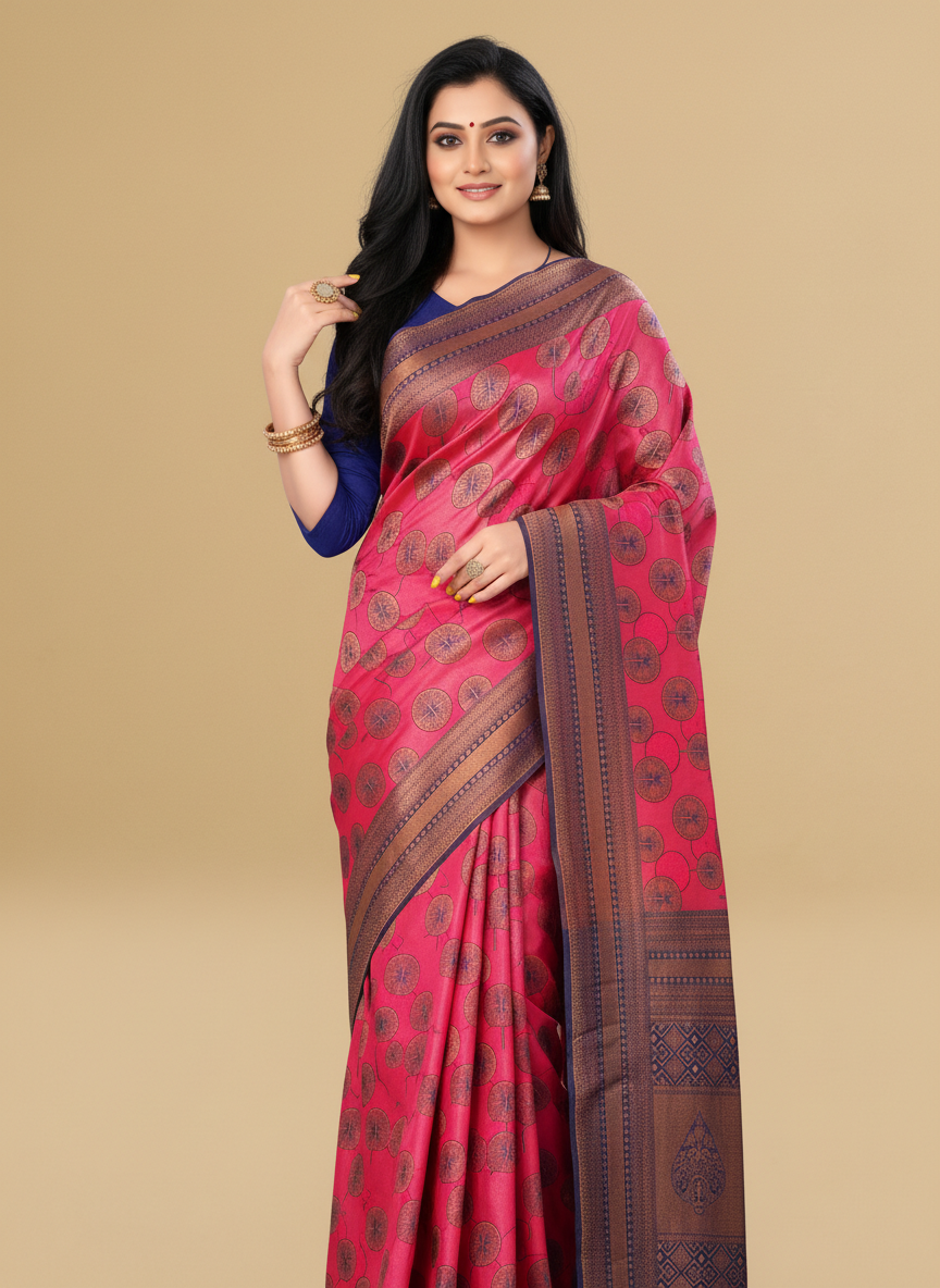 Viyona Pink Silk,Jacquard saree - PL-242