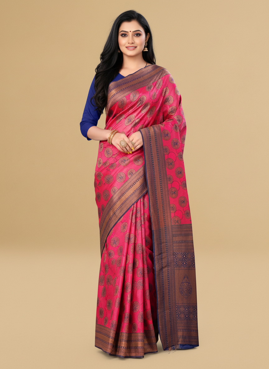 Viyona Pink Silk,Jacquard saree - PL-242