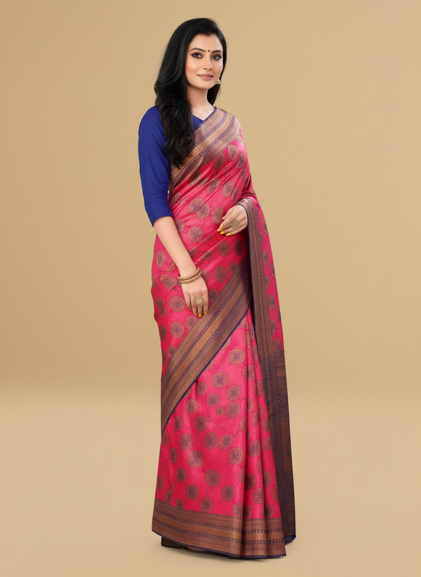 Viyona Pink Silk,Jacquard saree - PL-242