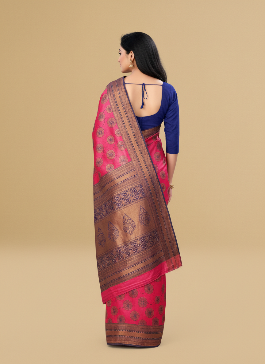 Viyona Pink Silk,Jacquard saree - PL-242