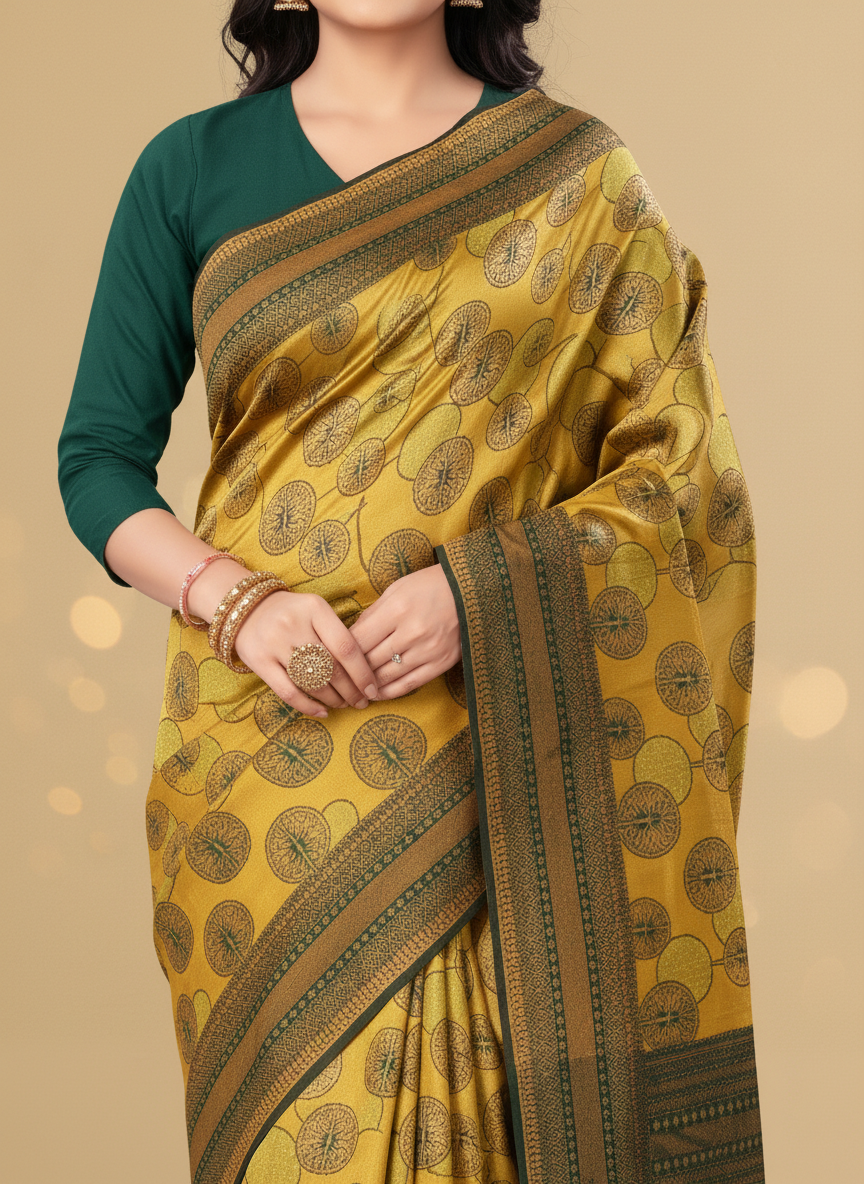 Viyona Mustard Silk,Jacquard saree - PL-243