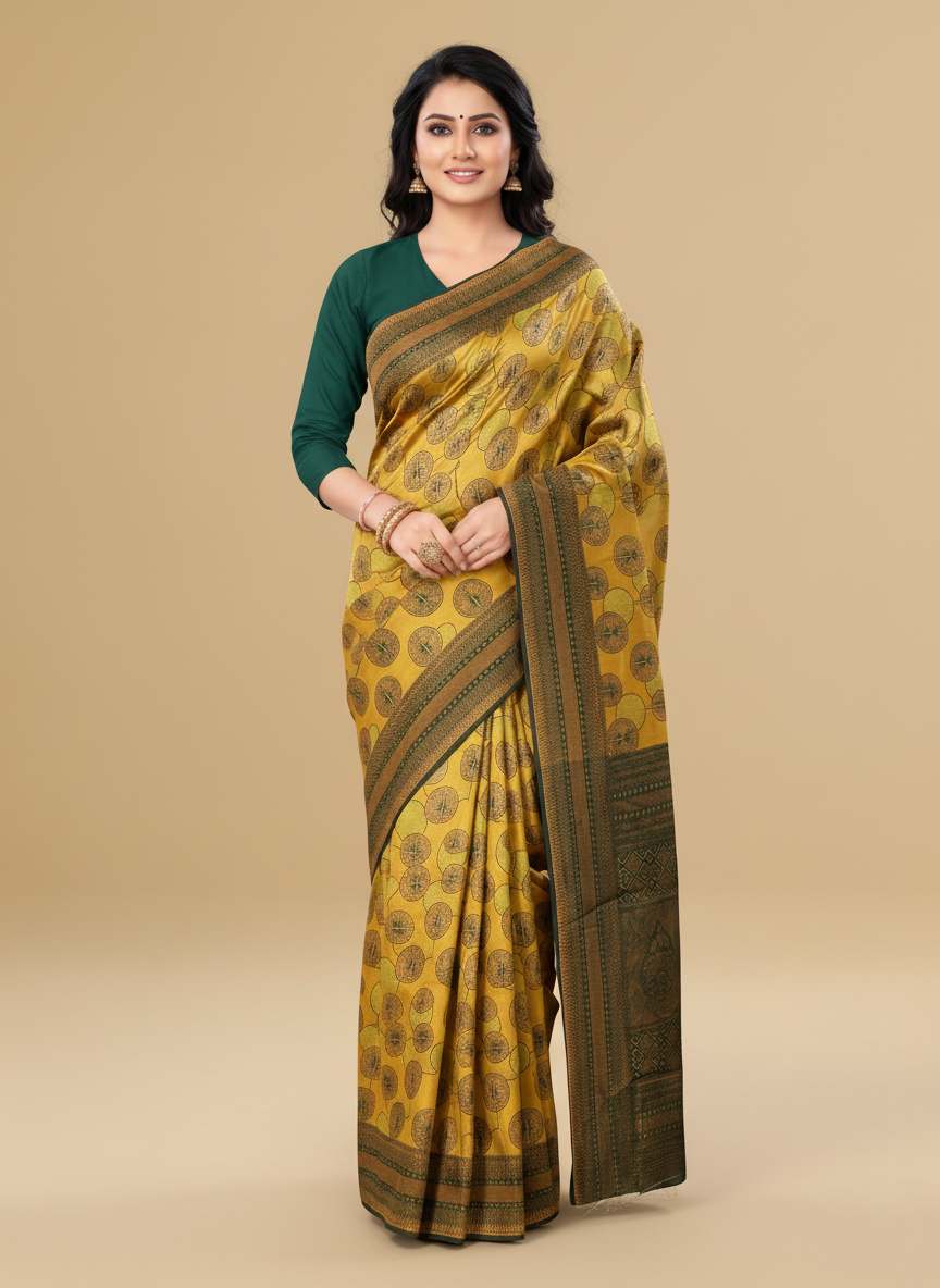 Viyona Mustard Silk,Jacquard saree - PL-243