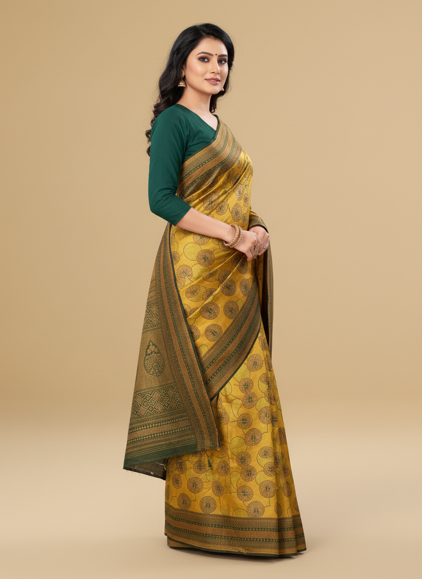 Viyona Mustard Silk,Jacquard saree - PL-243