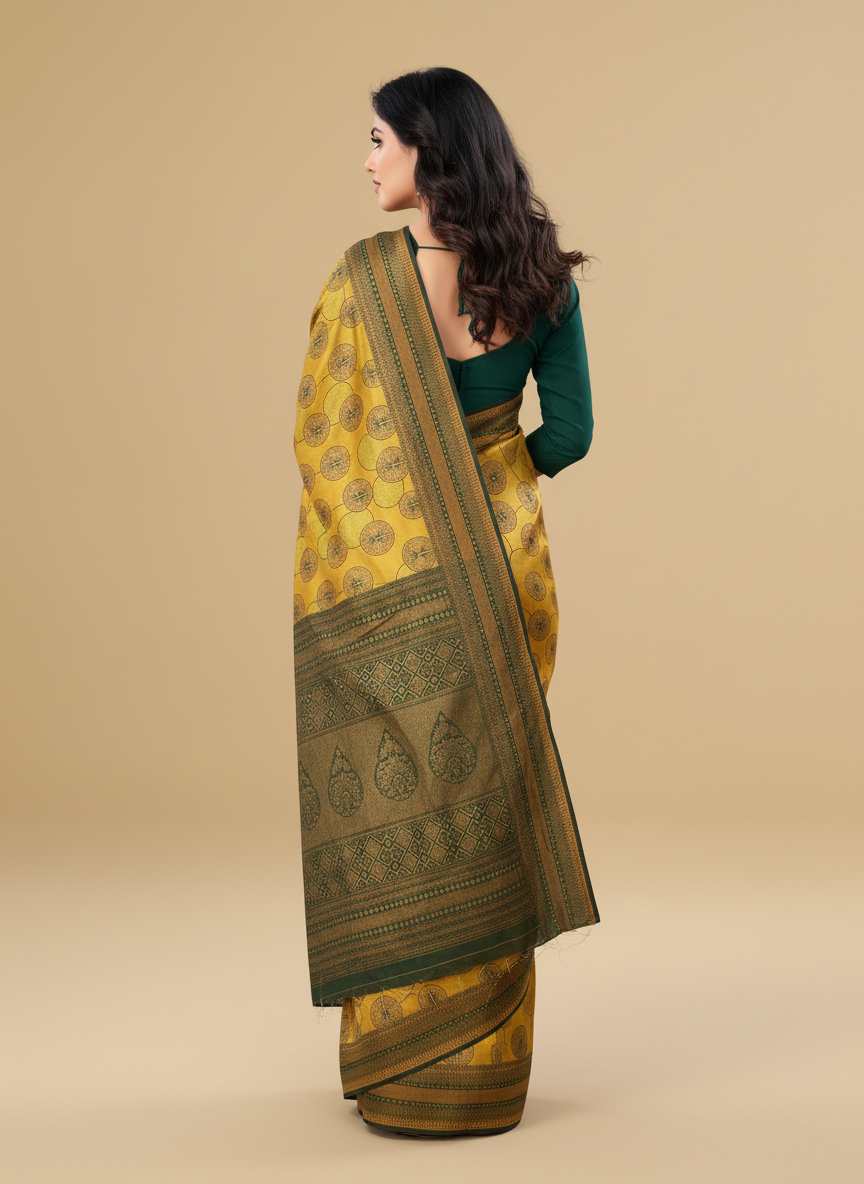 Viyona Mustard Silk,Jacquard saree - PL-243