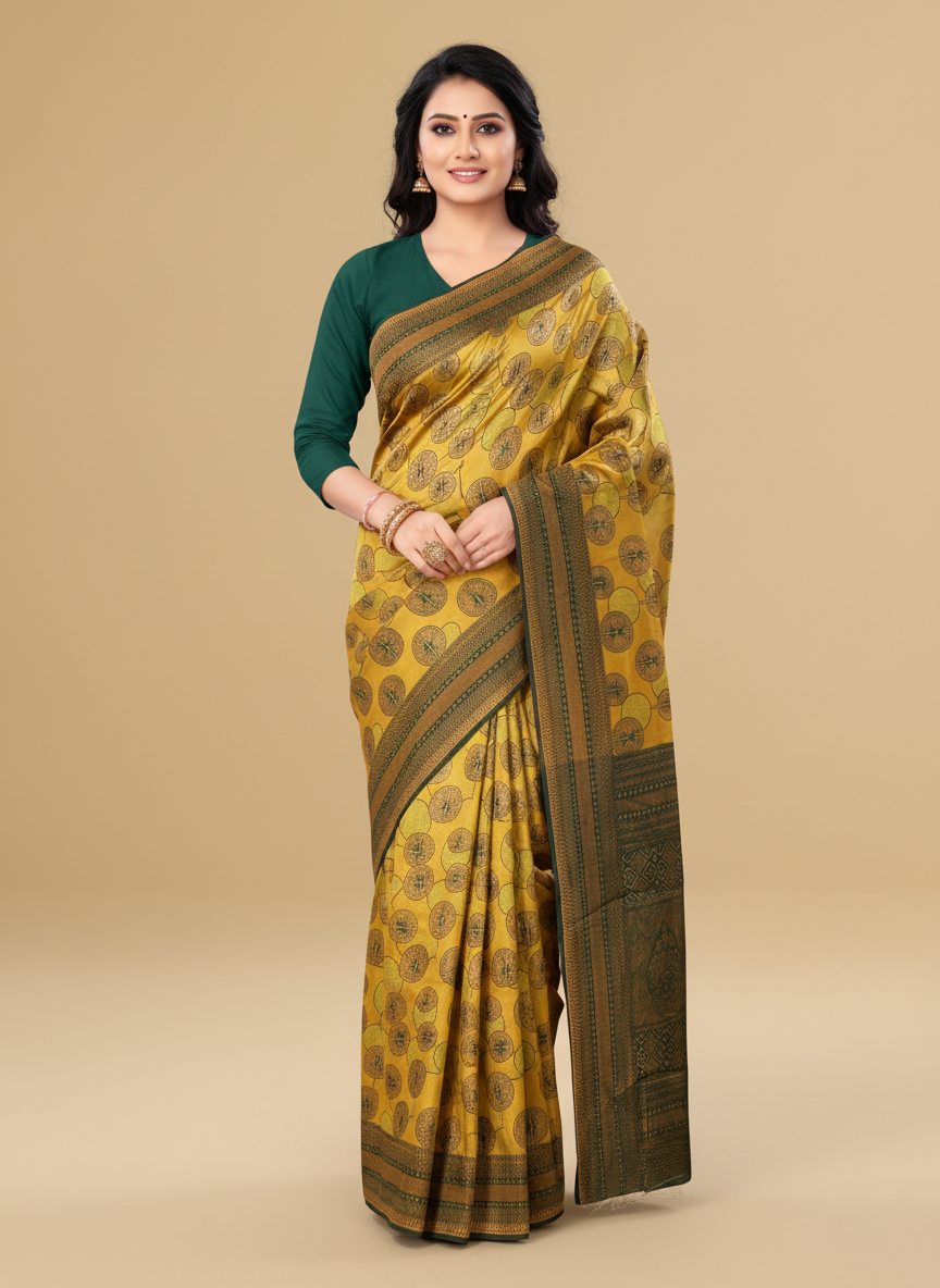 Viyona Mustard Silk,Jacquard saree - PL-243