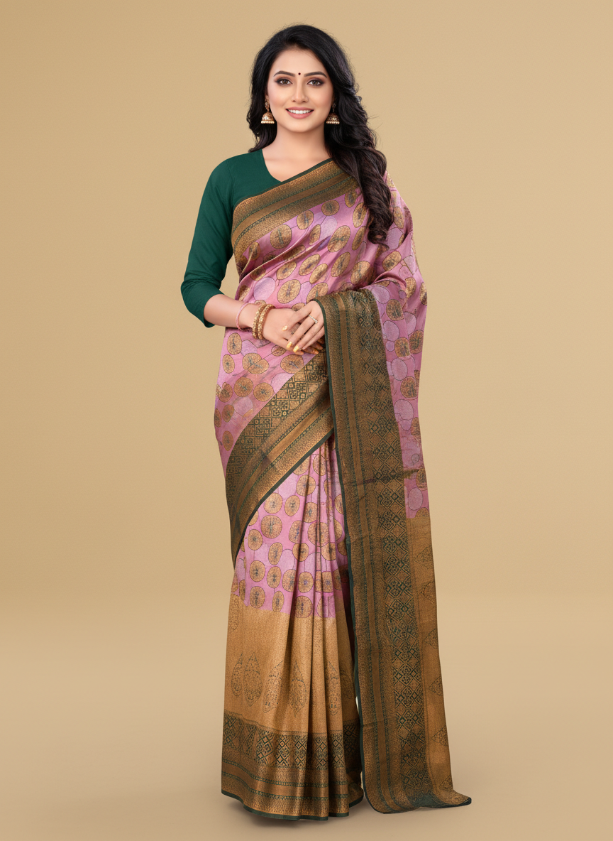 Viyona Pink Silk,Jacquard saree - PL-244