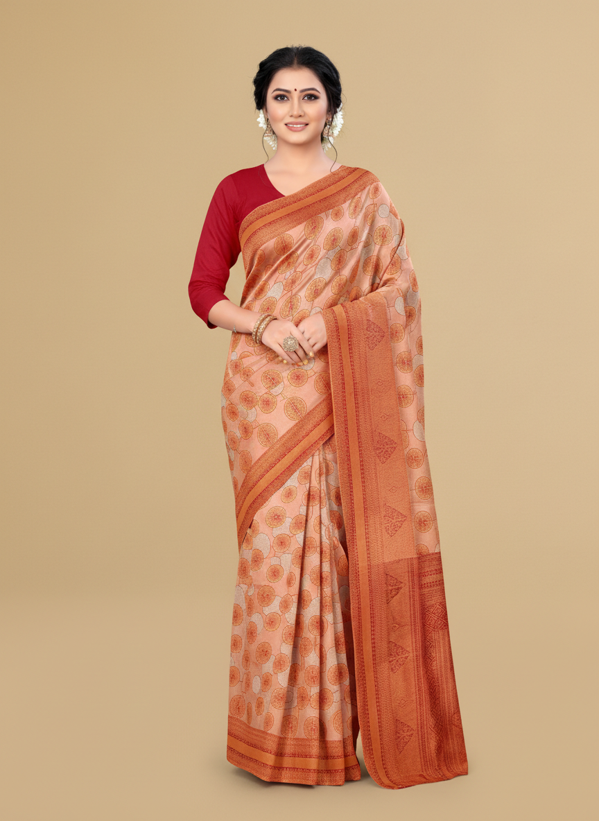 Viyona Peach Silk,Jacquard saree - PL-245