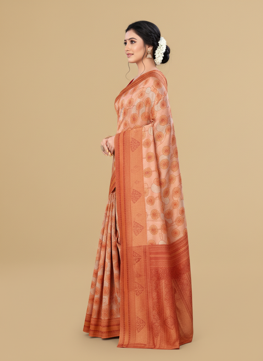 Viyona Peach Silk,Jacquard saree - PL-245