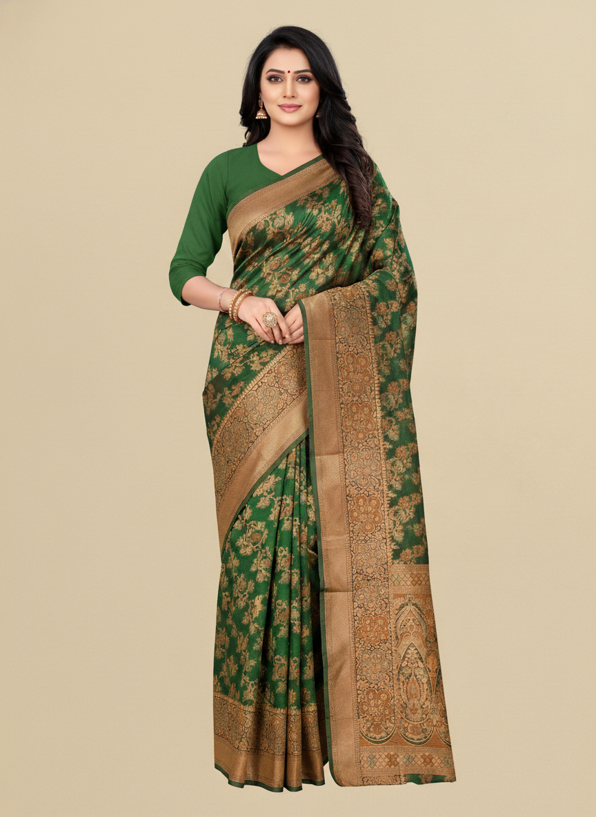 Viyona Green Silk,Jacquard saree - PL-246