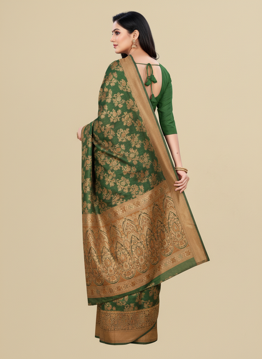 Viyona Green Silk,Jacquard saree - PL-246