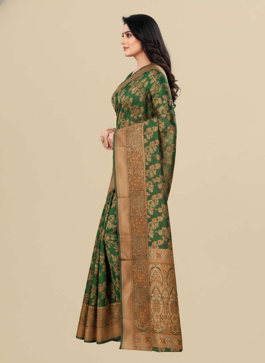 Viyona Green Silk,Jacquard saree - PL-246