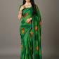 Green Chiffon Printed Saree - RangaRang-1004