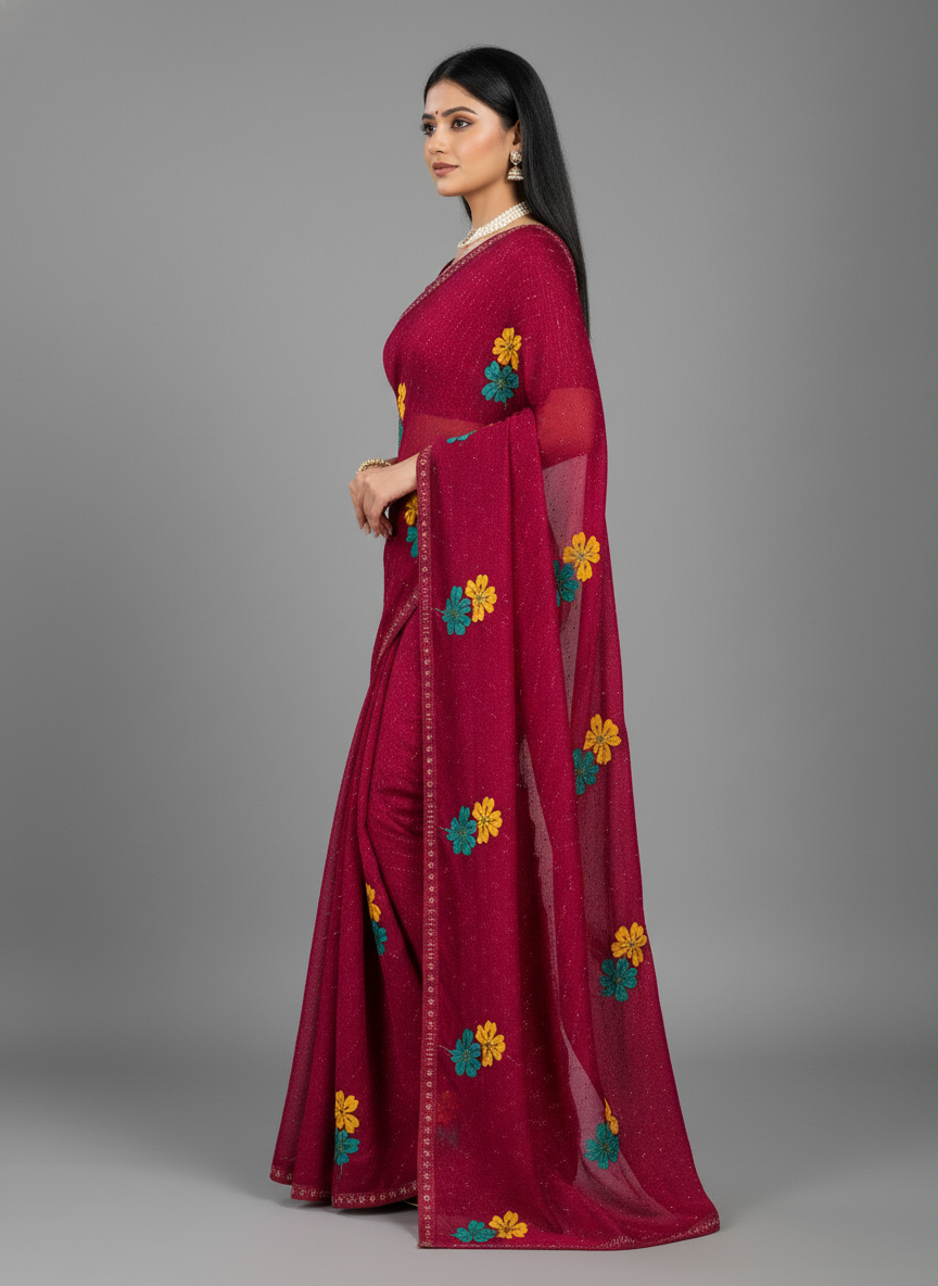 Pink Chiffon Printed Saree - RangaRang-1005
