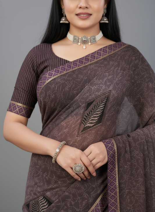 Multicolor Georgette Printed Saree - Rangtari-1-1003