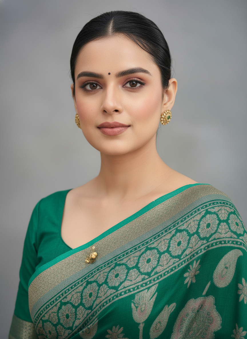 Green Viscose Printed Saree - Sitarabrasso-01-1005