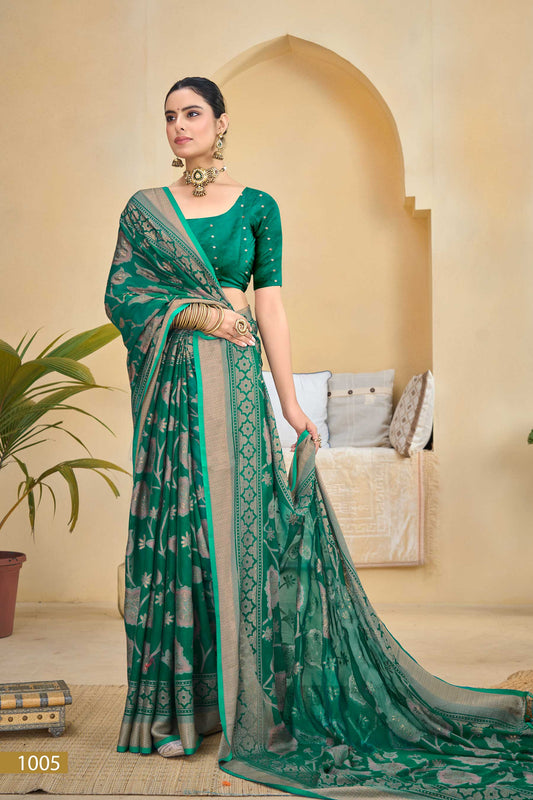 Green Viscose Printed Saree - Sitarabrasso-01-1005