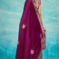 VIYONA FASHION Purple Chiffon Saree with Jarkan Work Border and Blouse, Traditional Indian Ethnic Wear - PL-VY-10
