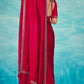 VIYONA FASHION Magenta Satin Chiffon Saree with Jarkan Work, Embellished Border and Blouse - PL-VY-11