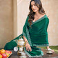 VIYONA FASHION Green Chiffon Saree with Jarkan Work Border and Blouse - PL-VY-12