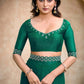 VIYONA FASHION Green Chiffon Saree with Jarkan Work Border and Blouse - PL-VY-12