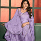 VIYONA FASHION Lavender Embellished Chiffon Saree with Jarkan Work, Elegant Sari - PL-VY-19