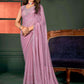 VIYONA FASHION Chiffon Saree with Jarkan Work, Purple, Embellished Border, Traditional Indian Ethnic Wear - PL-VY-24