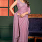 VIYONA FASHION Chiffon Saree with Jarkan Work, Purple, Embellished Border, Traditional Indian Ethnic Wear - PL-VY-24