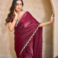 VIYONA FASHION Maroon Jarkan Work Saree with Embellished Border and Blouse - PL-VY-5