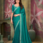 VIYONA FASHION Teal Satin Chiffon Saree with Jarkan Work, Elegant Border Design, Traditional Indian Ethnic Wear - PL-VY-7
