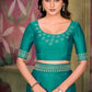 VIYONA FASHION Teal Satin Chiffon Saree with Jarkan Work, Elegant Border Design, Traditional Indian Ethnic Wear - PL-VY-7
