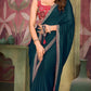 VIYONA FASHION Teal Blue Satin Chiffon Saree with Jarkan Work Border - PL-VY-8