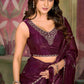 VIYONA FASHION Elegant Purple Chiffon Saree with Jarkan Work, Traditional Indian Ethnic Wear - PL-VY-9