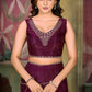 VIYONA FASHION Elegant Purple Chiffon Saree with Jarkan Work, Traditional Indian Ethnic Wear - PL-VY-9