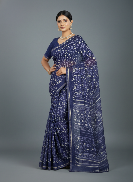 Blue Georgette Digital Print Saree - VY-HUMTUM-1002